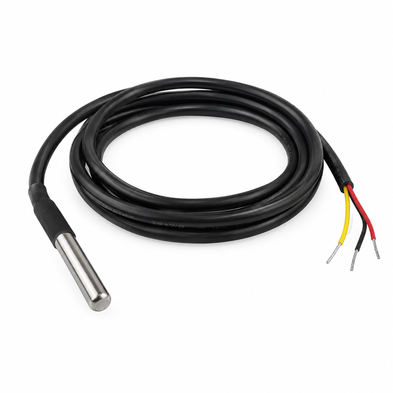 DS18B20 Water Proof Temperature Probe – Black (1m)